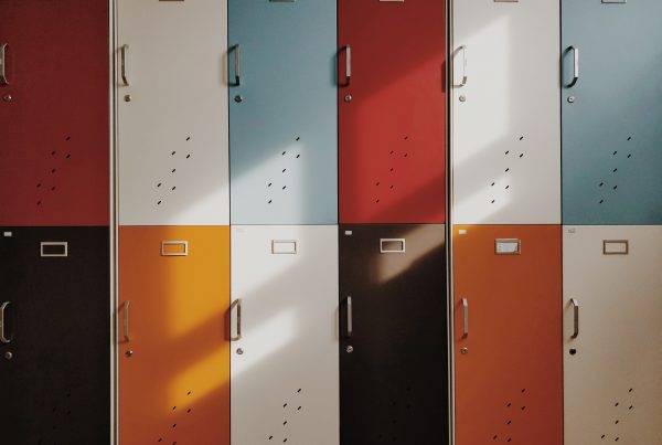 assorted-color lockers